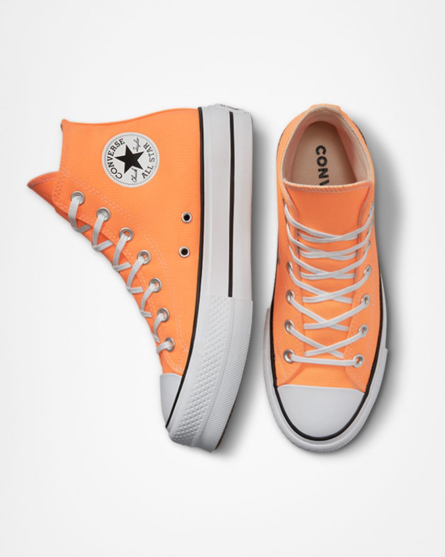 Topanky Na Platforme Converse Chuck Taylor All Star Lift Platene Vysoke Damske Oranžové Čierne Biele | SK LSEJI8